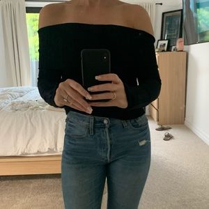 Zara black off the should cropped long sleeve